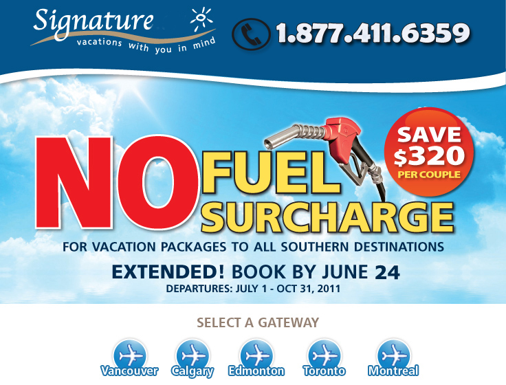 Signature Vacations No Fuel surcharge Deals