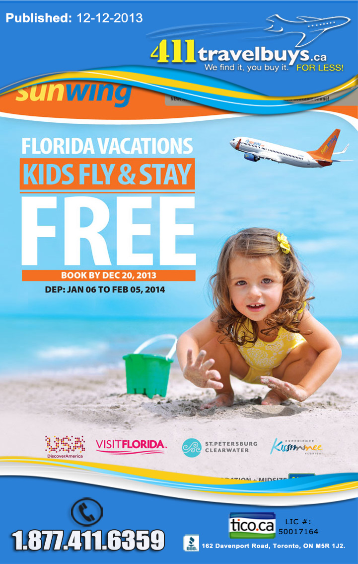 Sunwing Florida Deals Sunwing Kids FREE Deals