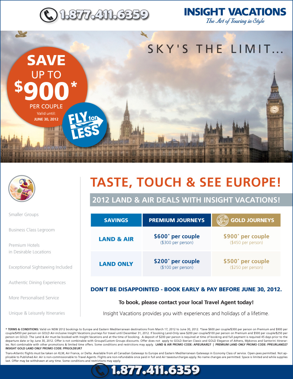 Insight Premium Tours to Europe Huge Savings on Insight Vacations Europe Tours