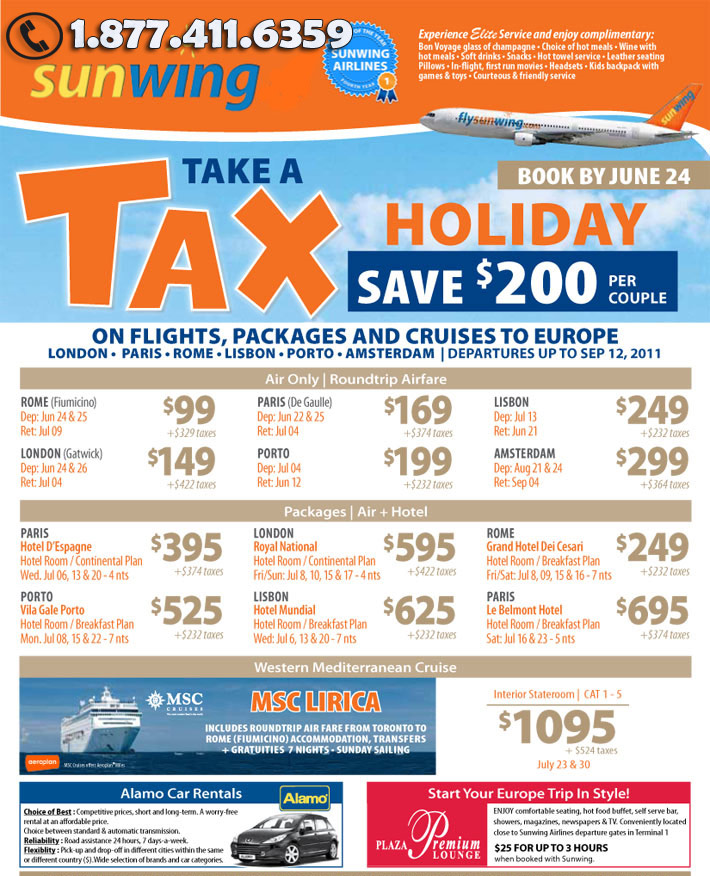 Sunwing Take a Tax Holdays